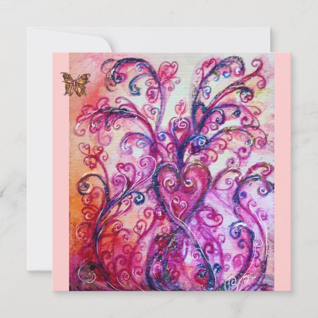 WHIMSICAL FLOURISHES bright red ,pink purple Invitation (Front)