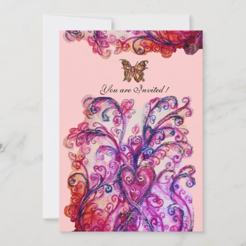WHIMSICAL FLOURISHES bright red pink purple Invitation