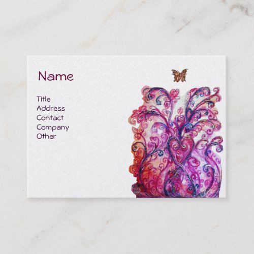 WHIMSICAL FLOURISHES bright red pink purple pearl Business Card
