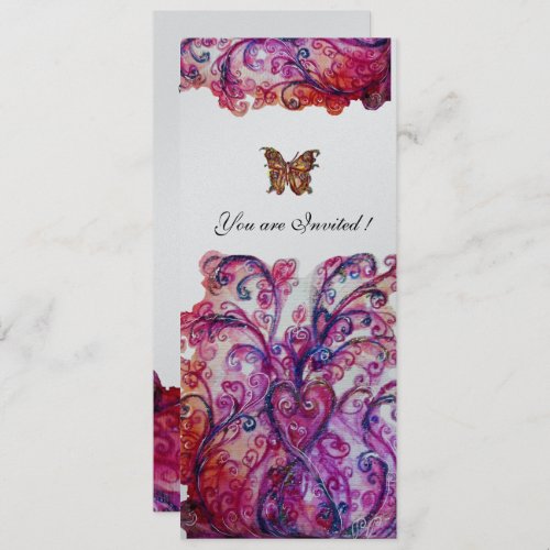WHIMSICAL FLOURISHES bright red pink purple silver Invitation