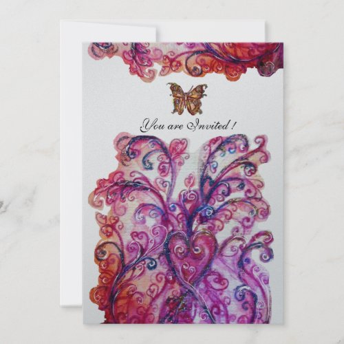 WHIMSICAL FLOURISHES bright red pink purple silver Invitation