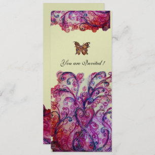 WHIMSICAL FLOURISHES bright red pink purple silver Invitation
