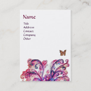 WHIMSICAL FLOURISHES bright red ,pink purple white Business Card