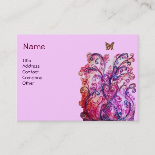 WHIMSICAL FLOURISHES bright red pink purple white Business Card