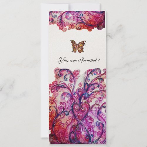 WHIMSICAL FLOURISHES bright red pink purple white Invitation