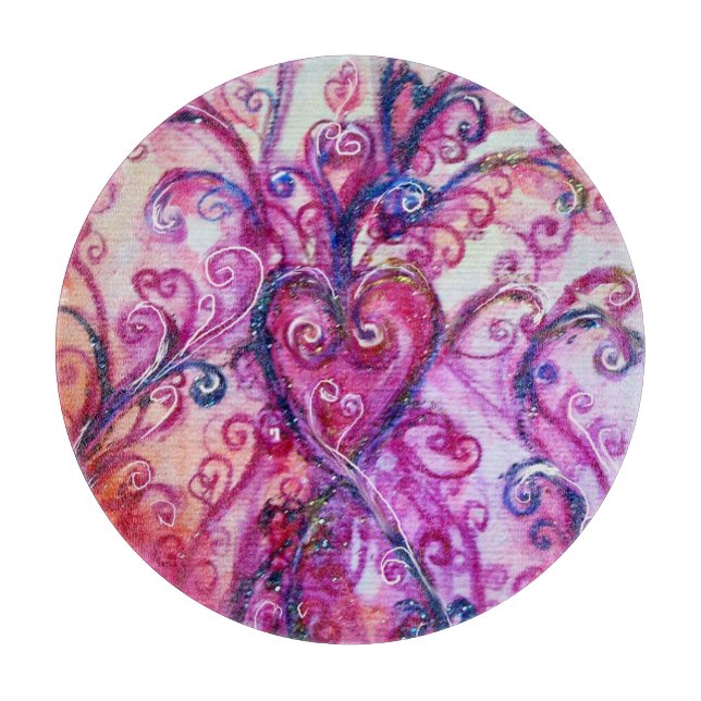 WHIMSICAL FLOURISHES bright red pink white Cutting Board (Front)