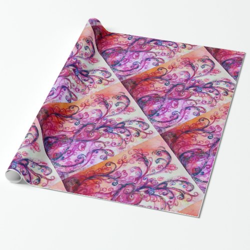 WHIMSICAL FLOURISHES bright red pink white Wrapping Paper