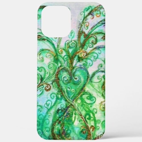 WHIMSICAL FLOURISHES bright teal green white iPhone 12 Pro Max Case