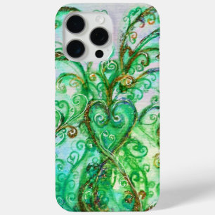 WHIMSICAL FLOURISHES bright teal green white iPhone 15 Pro Max Case