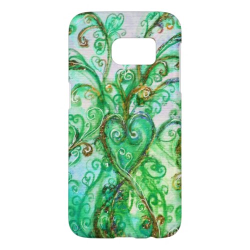 WHIMSICAL FLOURISHES bright teal green white Samsung Galaxy S7 Case