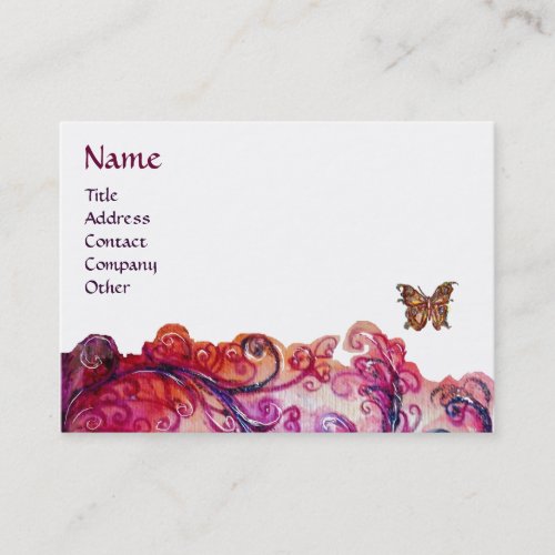 WHIMSICAL FLOURISHES Red Pink Purple Floral Business Card