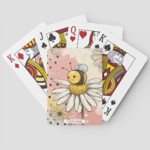 Whimsical Flower and Bee – Cozy Floral (1) Poker Cards