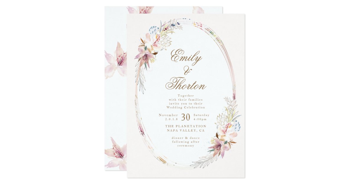 Whimsical Flower Bohemian Wedding Invitation