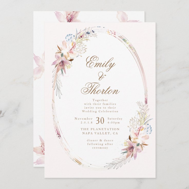 Whimsical Flower Bohemian Wedding Invitation Zazzle
