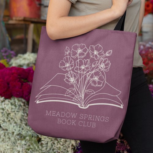 Whimsical Flower Bouquet Personalized Book Club Tote Bag