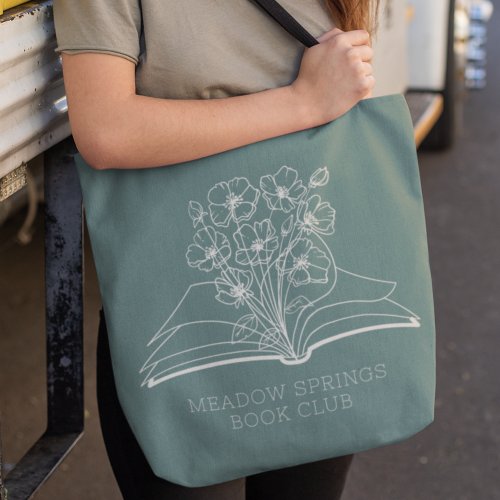 Whimsical Flower Bouquet Personalized Book Club Tote Bag