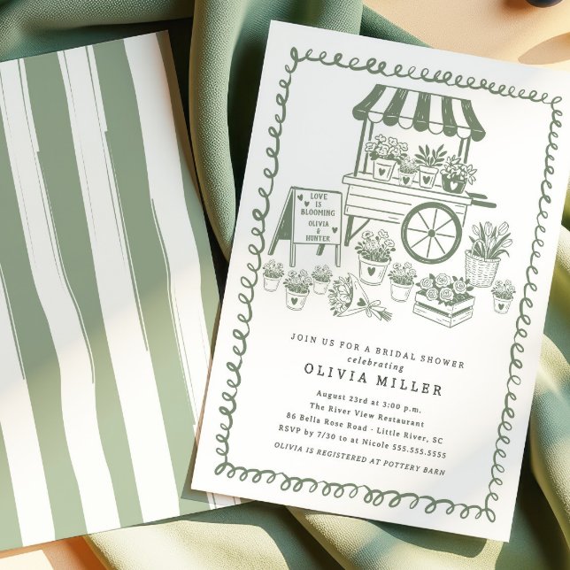 Whimsical Flower Cart Bridal Shower Invitation (Creator Uploaded)