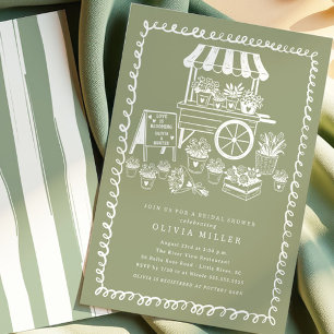 Whimsical Flower Cart Bridal Shower Invitation