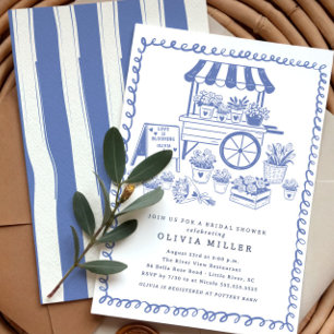 Whimsical Flower Cart Bridal Shower Invitation