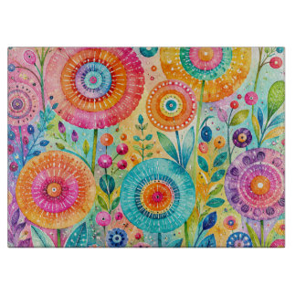 Whimsical Flower Cutting Board