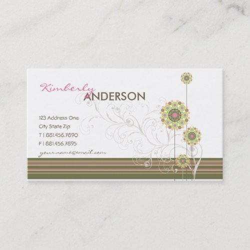 fatfatin Flower Dots Swirls Pink Profile Card Business Card