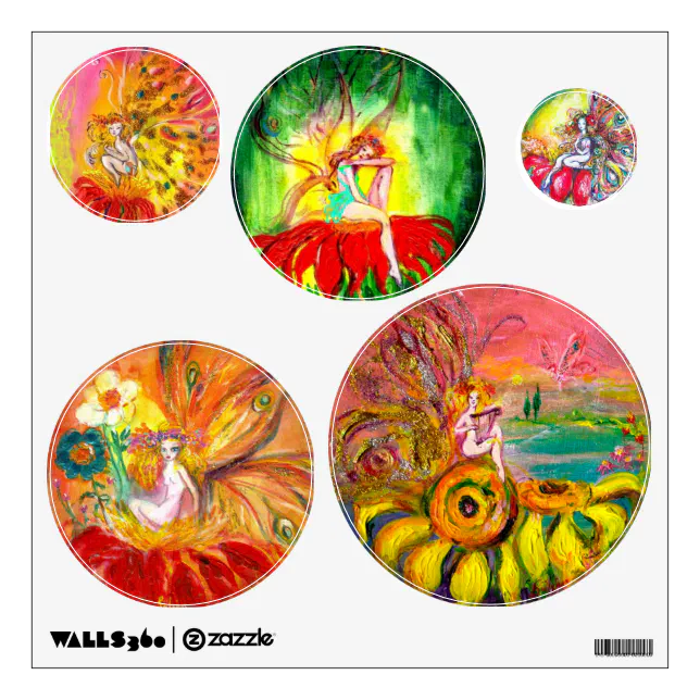 WHIMSICAL FLOWER FAIRIES WALL STICKER Zazzle WHIMSICAL FLOWER FAIRIES WALL STICKER Zazzle