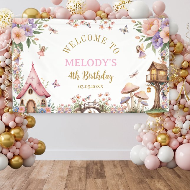 Whimsical Flower Fairy 4th birthday Banner (Creator Uploaded)