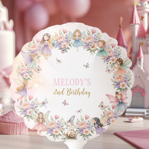 Whimsical flower fairy garden 2nd birthday balloon