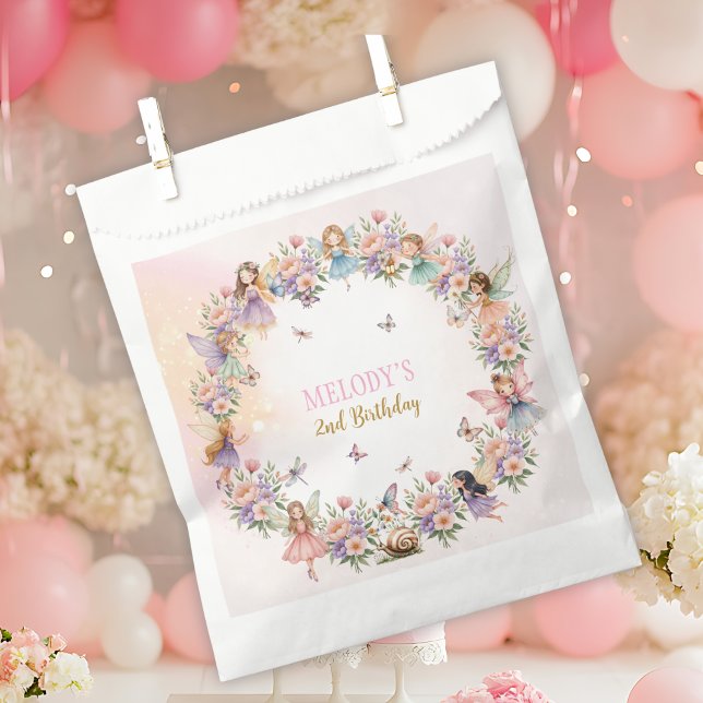 Whimsical flower fairy garden 2nd birthday  favor bag (Creator Uploaded)