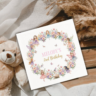 Whimsical flower fairy garden 2nd birthday  napkins