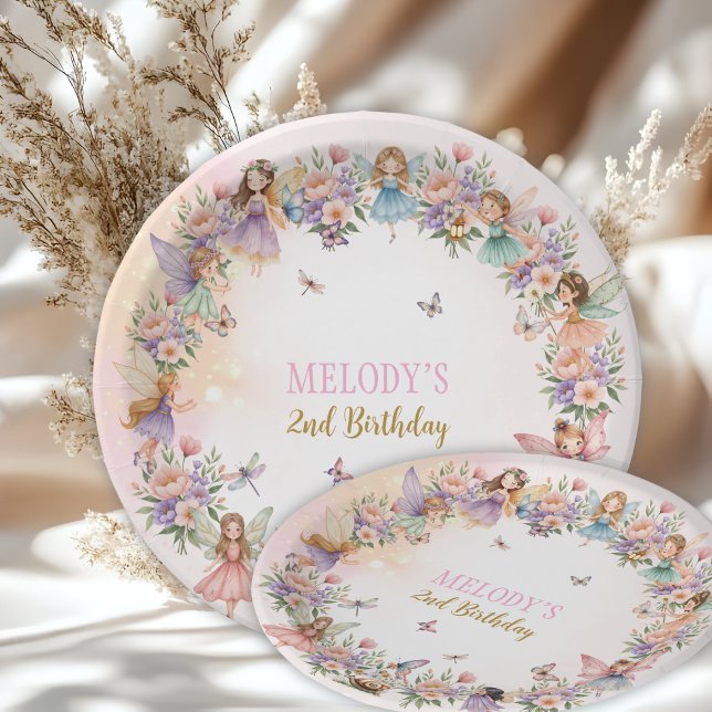 Whimsical flower fairy garden 2nd birthday  paper plates (Creator Uploaded)