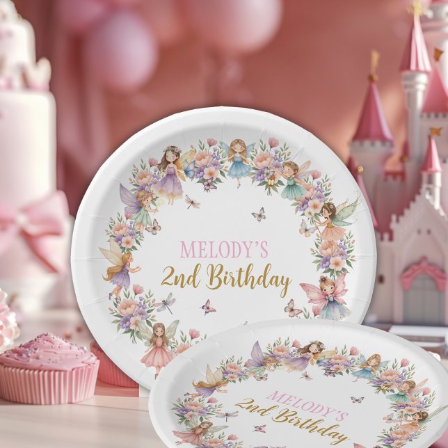Whimsical flower fairy garden 2nd birthday  paper plates (Creator Uploaded)