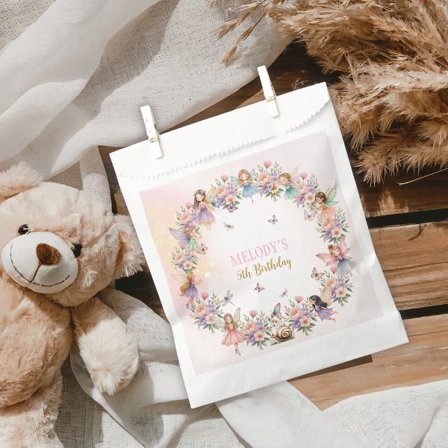 Whimsical flower fairy garden 5th birthday  favor bag (Creator Uploaded)