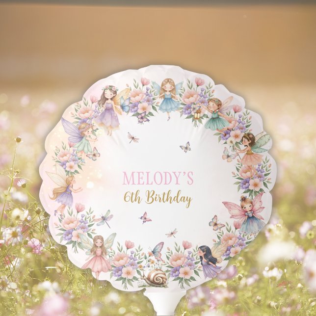 Whimsical flower fairy garden 6th birthday  balloon (Creator Uploaded)