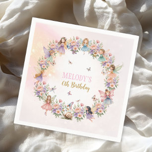 Whimsical flower fairy garden 6th birthday napkins