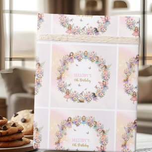 Whimsical flower fairy garden 6th birthday  wrapping paper
