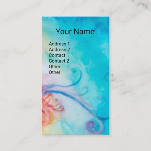 WHIMSICAL FLOWER FAIRY IN PINKGOLD BLUE SPARKLES BUSINESS CARD