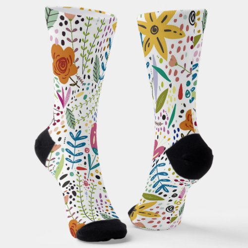 Whimsical Flower Floral Pattern Socks