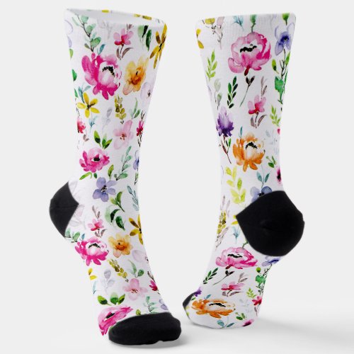Whimsical Flower Floral Pattern Socks
