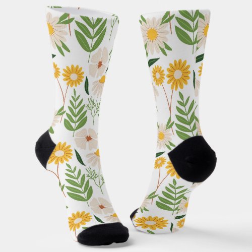 Whimsical Flower Floral Pattern Socks