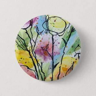 whimsical flower garden button