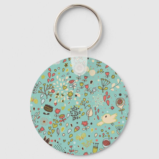 Whimsical Flower Garden Keychain (Front)
