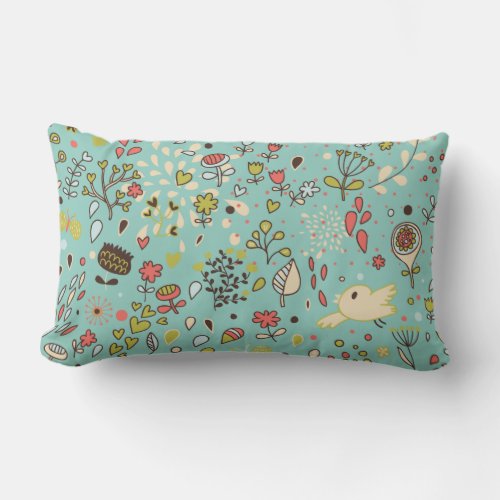 Whimsical Flower Garden Lumbar Pillow