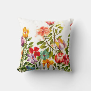 Whimsical Flower Garden Throw Pillow