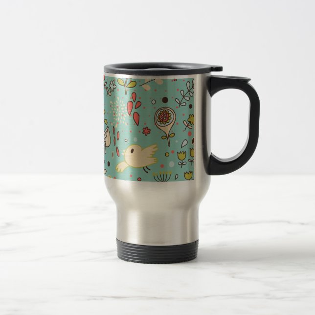 Whimsical Flower Garden Travel Mug (Right)