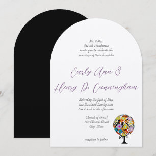 Whimsical Flower Love Tree Wedding Invitation