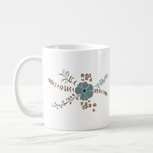 Whimsical Flower Mix Teal Pink Gray Flowing Floral Coffee Mug