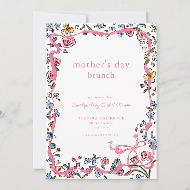 Whimsical Flower Mother's Day Brunch Invitation (Front)