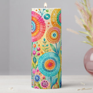 Whimsical Flower Pillar Candle