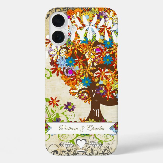 Whimsical Flower Tree Wedding Case-Mate iPhone Case (Back)